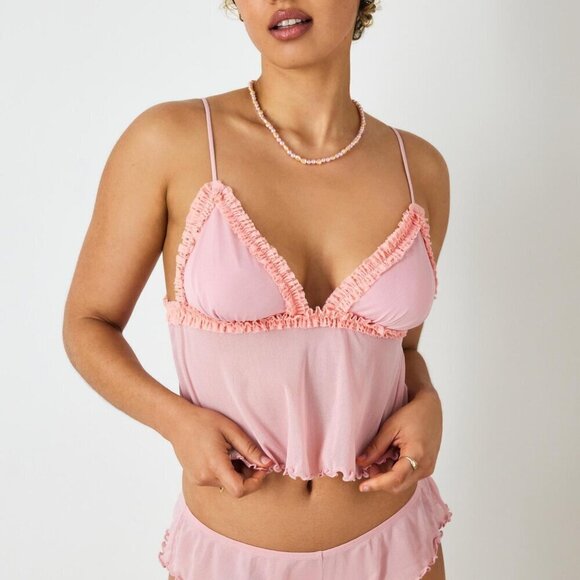 NWT UO Out From Under Dryad Pink Tulle Babydoll Cami - Picture 1 of 6